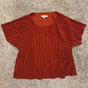 Women's Dark Orange Pleated Top